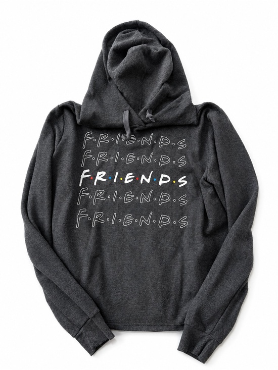 Tops - Friends Logo Charcoal Gray Hoodie Sweater